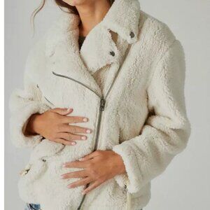 Faux Shearling Lamb Moto Jacket sz Med Old Navy